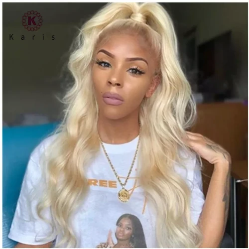 Deep wave Full Lace Human Hair Wigs With Baby Hair Body Wave Glueless Full Lace Wig Bleached Knots #613 Blonde Hair For Black Woman