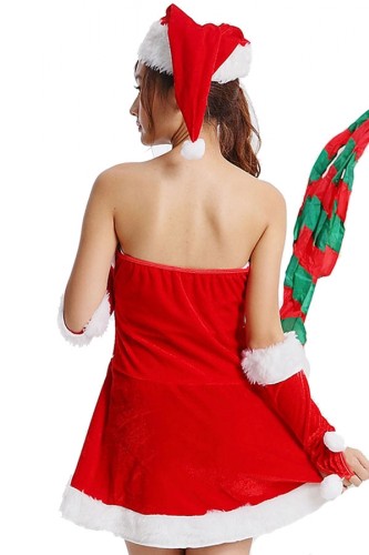 Sexy off shoulder furry Miss Santa Costume Womens Christmas Costume