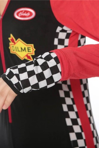 Womens Plunging Neck Race Car Driver Costume Black
