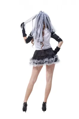 Women Zombie Dead Bride Costume Black And White