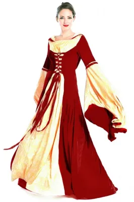 Red Medieval Gown Womens Halloween Costume