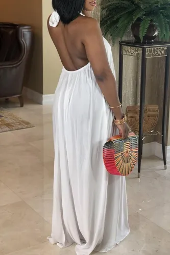 Solid Color Halter Neck Loose Dress