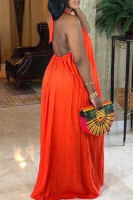 Solid Color Halter Neck Loose Dress