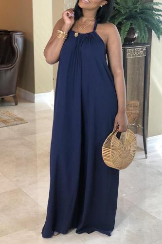 Solid Color Halter Neck Loose Dress
