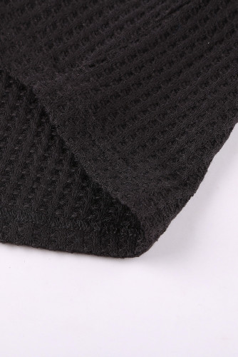 Black Colorblock Leopard Patchwork Knit Top
