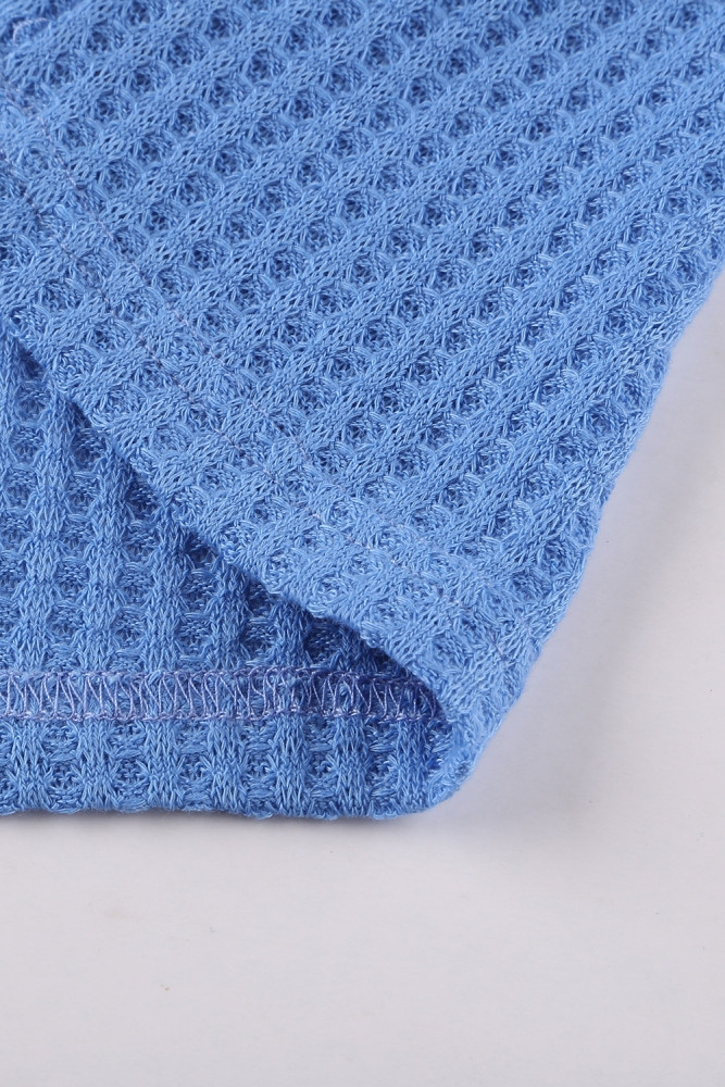 Blue Colorblock Leopard Patchwork Knit Top