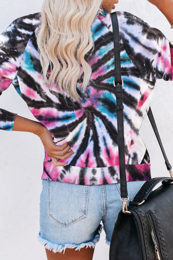 White Cotton Blend Tie Dye Pullover Sweatshirt
