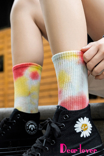 Red Tie-dye Mid-length Stockings