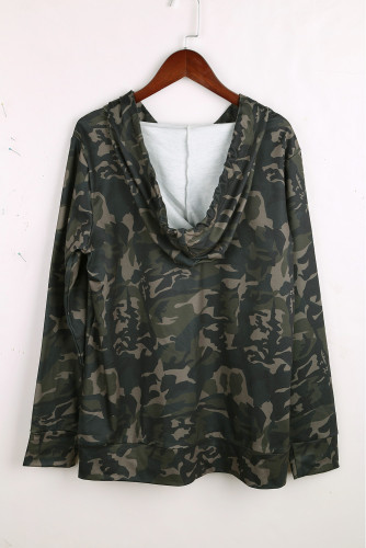 Camo Print Kangaroo Pocket Hoodie
