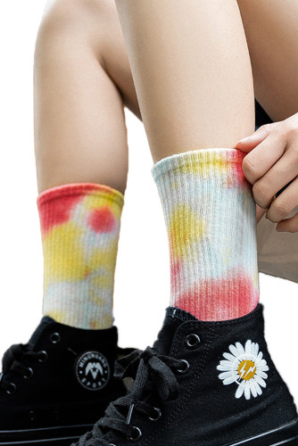 Red Tie-dye Mid-length Stockings