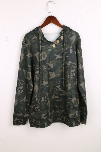 Camo Print Kangaroo Pocket Hoodie