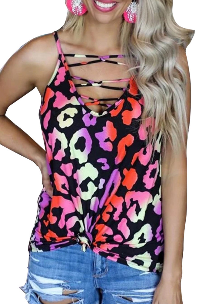 Sizzling Leopard Hook Necked Tank Top