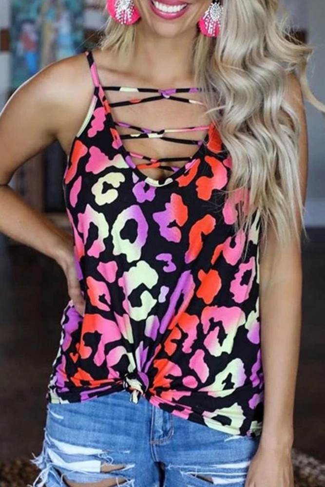 Sizzling Leopard Hook Necked Tank Top