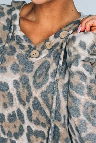 Leopard Print Kangaroo Pocket Hoodie