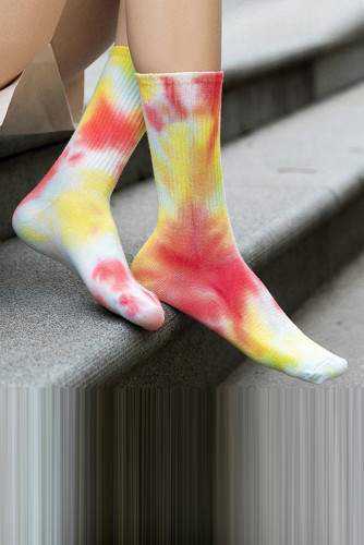 Red Tie-dye Mid-length Stockings