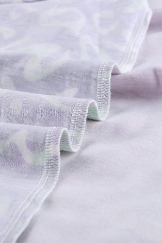 Purple Ombre Crisscross V Neck Printed T-shirt