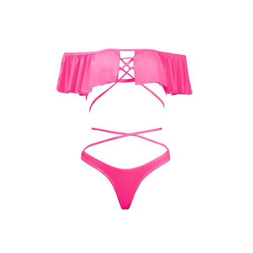 Neon Green red Underwire Bikini Ruffles beachwear Female Swimsuit sets Women Swimwear Two-piece Bikini set Bather Bathing Suit