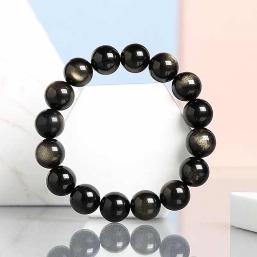 Young's Liuxi Obsidian Pixiu Bracelet Men's Natural Silver Obsidian Transfer Buddhist Bead Bracelet Jewelry Opens Light to ward off evil