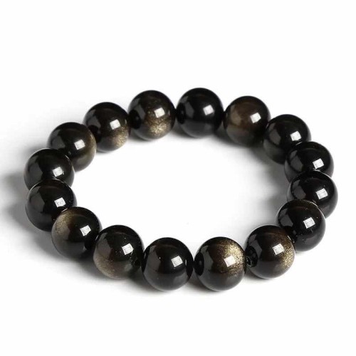 Young's Liuxi Obsidian Pixiu Bracelet Men's Natural Silver Obsidian Transfer Buddhist Bead Bracelet Jewelry Opens Light to ward off evil