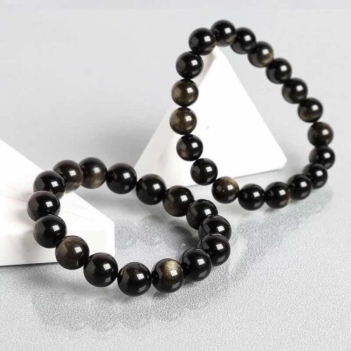 Young's Liuxi Obsidian Pixiu Bracelet Men's Natural Silver Obsidian Transfer Buddhist Bead Bracelet Jewelry Opens Light to ward off evil