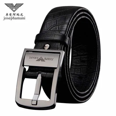 Official authentic Zhuo Fan Armani belt male leather ceramic pin buckle belt youth wild first layer cowhide