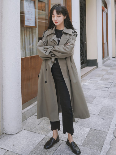 Brand New Spring Autumn Women Trench Coat Long Double-Breasted with Belts Flaps England Style Duster Coat Cloak Female Outerwear