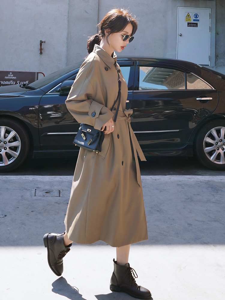 Brand New England Style Women Trench Coat Long Double-Breasted with Belt Office Lady Duster Coat Female Cloak Autumn Clothes