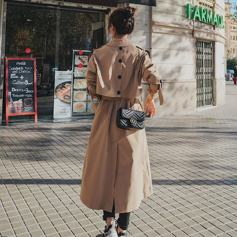 Brand New Fashion Women's Trench Coat Double Breasted Long Button-Back Loose Cloak Lady Duster Coat Windbreaker Female Outerwear