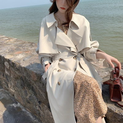 Brand New Beige Long Double-Breasted Trench Coat for Women Lady Duster Coat Female Cloak Spring Autumn Outerwear Clothes Quality
