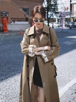 Brand New England Style Women Trench Coat Long Double-Breasted with Belt Office Lady Duster Coat Female Cloak Autumn Clothes