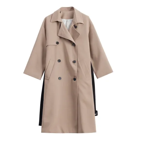 Spring Autumn Windbreaker Women Long Trench Coat Double-Breasted Belted with Flaps Slim Office Lady Outerwear Female Clothes