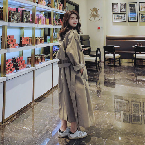 Brand New Fashion Spring Autumn Loose Trench Coat for Women Long Double Breasted Duster Coat Lady Cloak Female Outerwear Clothes