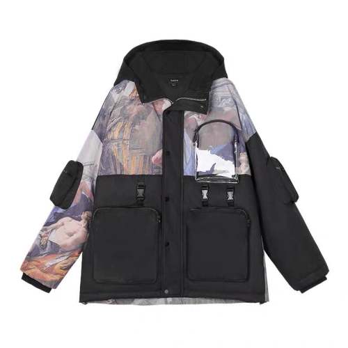 [Bosie down jacket men's loose casual tide brand thick coat winter lovers short cold-proof white duck down 8110]