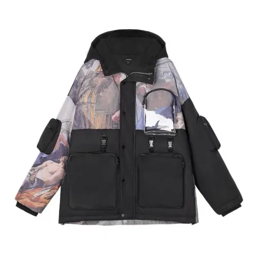 [Bosie down jacket men's loose casual tide brand thick coat winter lovers short cold-proof white duck down 8110]