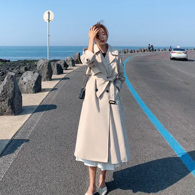 Brand Fashion Long Trench Coat Women Cloak Double-Breasted with Storm Flaps Belts Lady Outerwear Female Clothes Spring Autumn