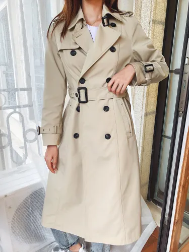 Fashion England Style Slim Lady Trench Coat Long Double-Breasted Women Duster Coat with Belt Khaki Windbreaker Spring Autumn
