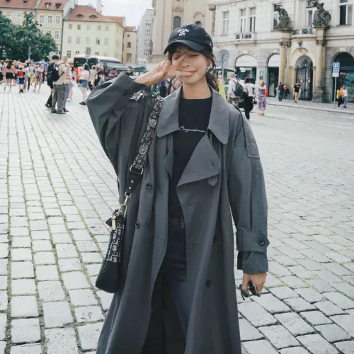 2020 Brand New Fashion Grey Women Trench Coat Office Lady Duster Coat Spring Autumn Cloak