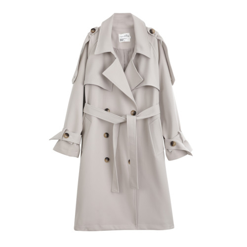 Brand New Beige Long Double-Breasted Trench Coat for Women Lady Duster Coat Female Cloak Spring Autumn Outerwear Clothes Quality