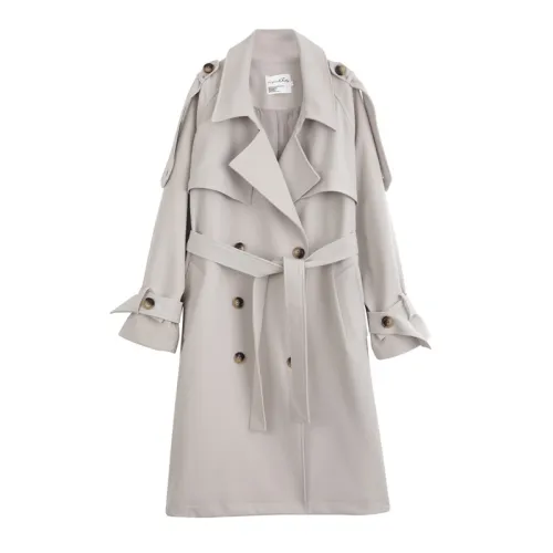 Brand New Beige Long Double-Breasted Trench Coat for Women Lady Duster Coat Female Cloak Spring Autumn Outerwear Clothes Quality