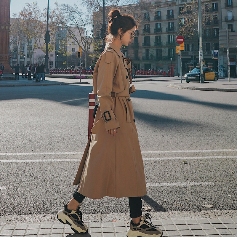 Brand New Fashion Women's Trench Coat Double Breasted Long Button-Back Loose Cloak Lady Duster Coat Windbreaker Female Outerwear