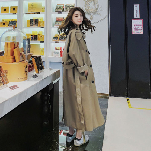 Brand New Fashion Spring Autumn Loose Trench Coat for Women Long Double Breasted Duster Coat Lady Cloak Female Outerwear Clothes