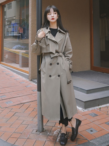 Brand New Spring Autumn Women Trench Coat Long Double-Breasted with Belts Flaps England Style Duster Coat Cloak Female Outerwear