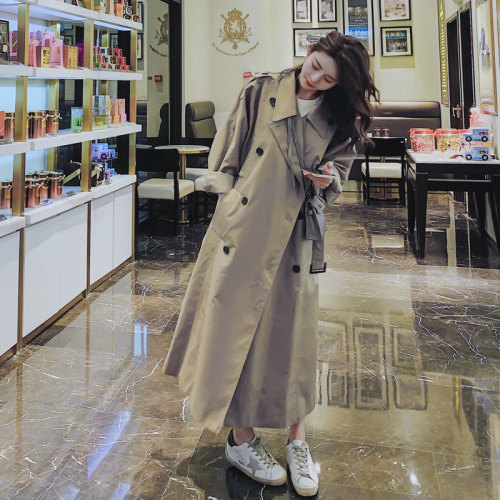 Brand New Fashion Spring Autumn Loose Trench Coat for Women Long Double Breasted Duster Coat Lady Cloak Female Outerwear Clothes