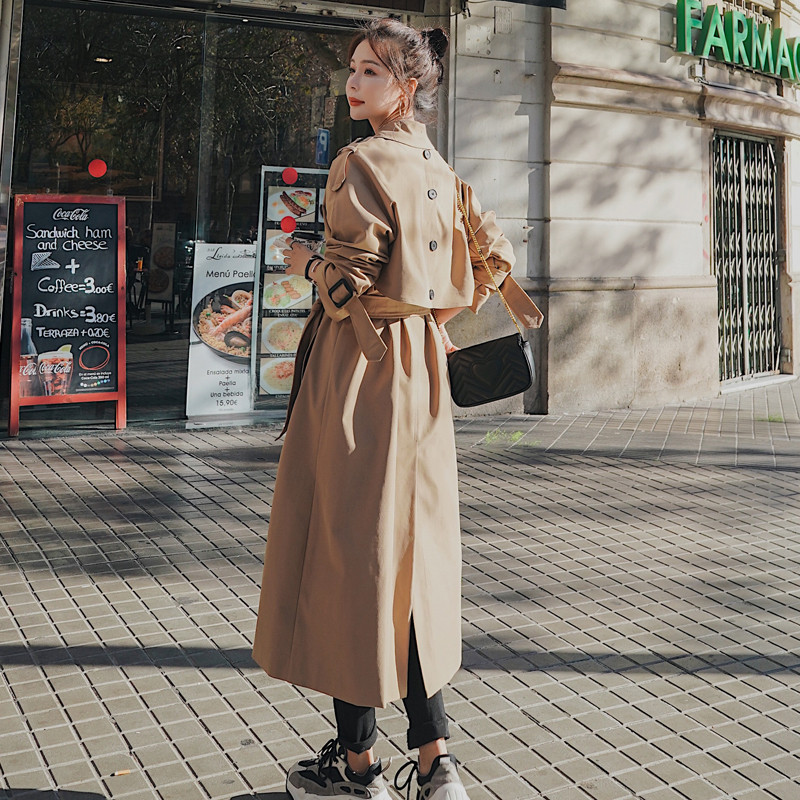 Brand New Fashion Women's Trench Coat Double Breasted Long Button-Back Loose Cloak Lady Duster Coat Windbreaker Female Outerwear