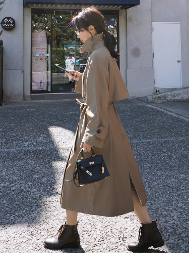 Brand New England Style Women Trench Coat Long Double-Breasted with Belt Office Lady Duster Coat Female Cloak Autumn Clothes