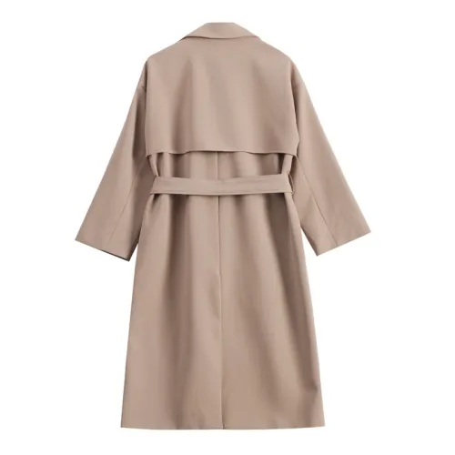 Spring Autumn Windbreaker Women Long Trench Coat Double-Breasted Belted with Flaps Slim Office Lady Outerwear Female Clothes