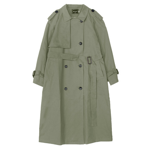England Style Double-Breasted Long Women Trench Coat Belted with Flaps Spring Autumn Lady Windbreaker Duster Coat Female Clothes