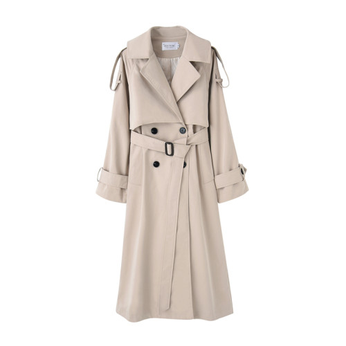 Brand Fashion Long Trench Coat Women Cloak Double-Breasted with Storm Flaps Belts Lady Outerwear Female Clothes Spring Autumn