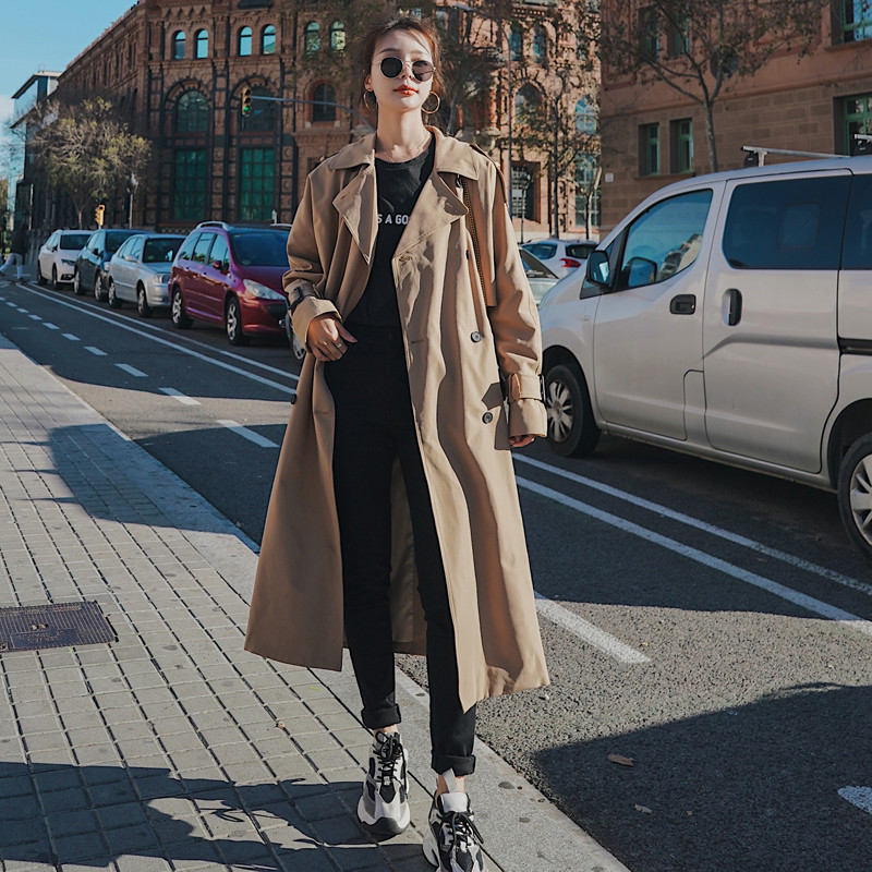 Brand New Fashion Women's Trench Coat Double Breasted Long Button-Back Loose Cloak Lady Duster Coat Windbreaker Female Outerwear