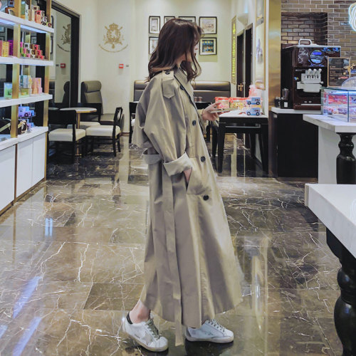 Brand New Fashion Spring Autumn Loose Trench Coat for Women Long Double Breasted Duster Coat Lady Cloak Female Outerwear Clothes